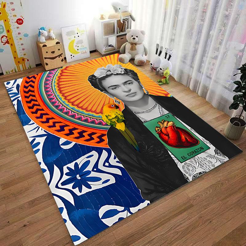 Frida Kahlo with Parrot Suitable As a Non-slip Mat for the Living Room or Bedroom Sofa