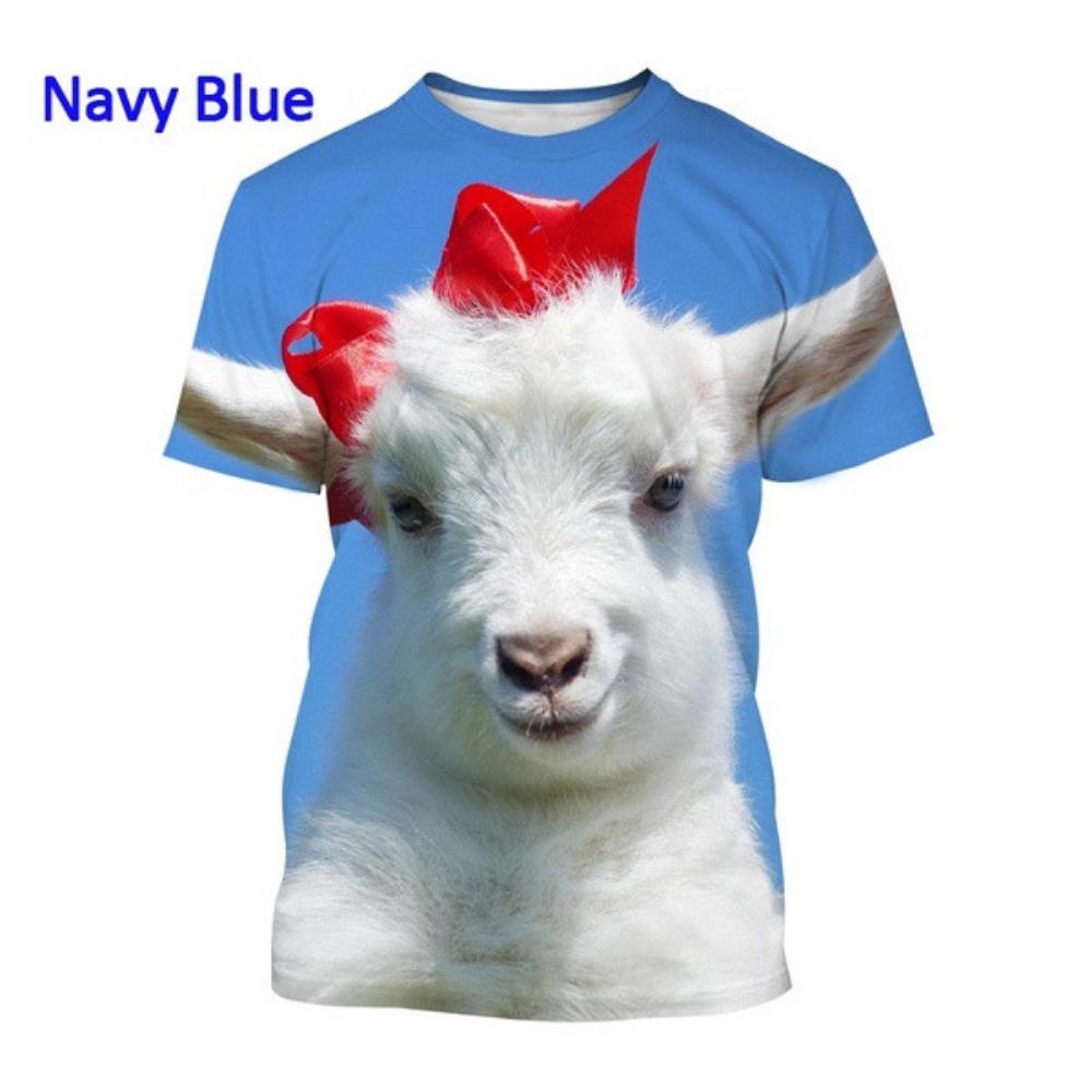 Fun Animal Goat 3D Printed T-shirt Summer Fashion Casual Round Neck Short Sleeve Harajuku Street Style T-shirt Top