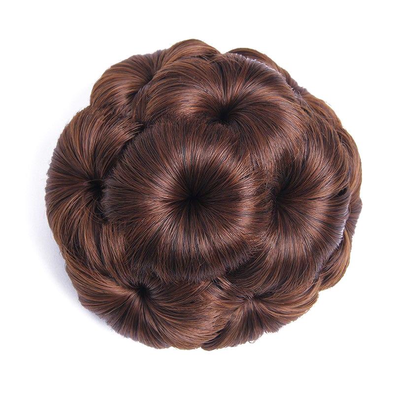 Synthetischer Haarknoten Neun Blumen Knospe Perücke Tasche Haarspangen für Frauen Pferdeschwanz Kralle Clip Lebensechtes Haarteil Styling Werkzeuge