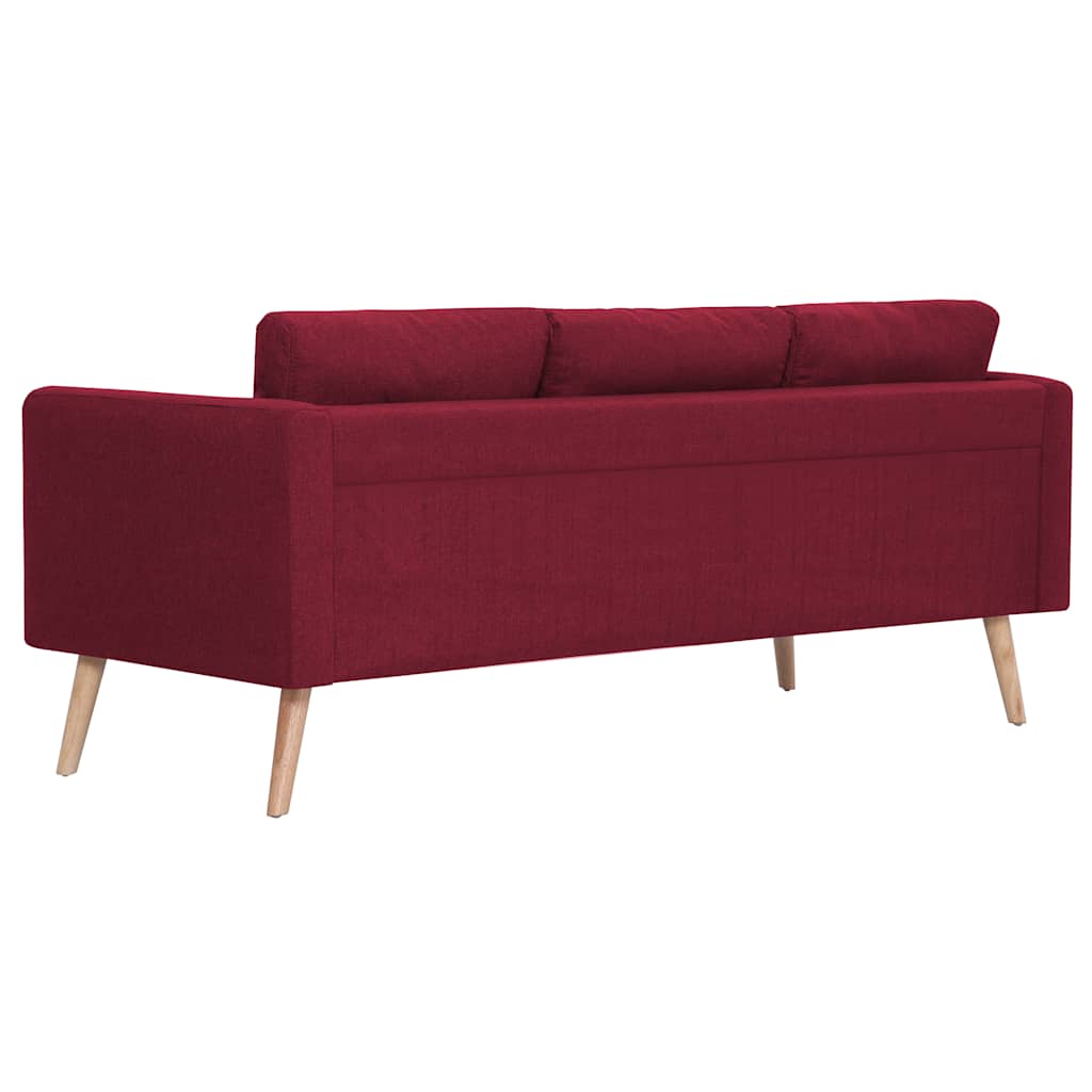 3 Seater Sofa Fabric Burgundy Red