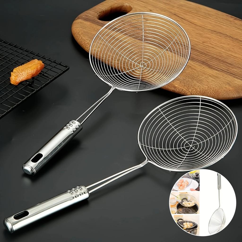 1Pc Stainless Steel Spider Strainer for Cooking Frying Multifunctional Skimmer Spoon with Handle for Kitchen Frying Food Noodle