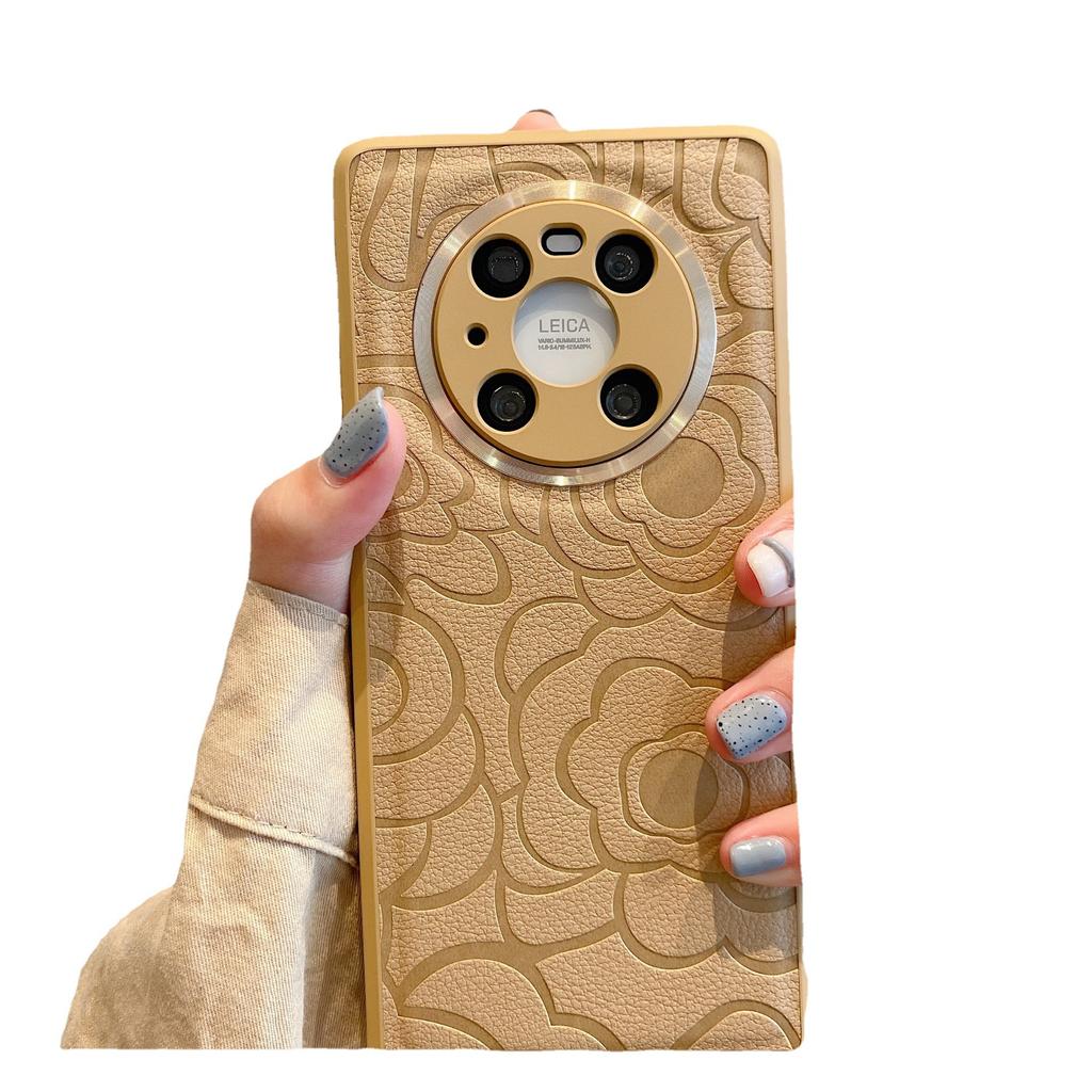 Anwendbar auf Huawei Mate70pro Kamelienleder Handyhülle, Metallspiegel, HONOR 200 Vollschutzhülle, Magic7