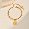 Religious Jesus Cross Rosary Bracelet for Women, Stainless Steel Virgin Mary Charms Bracelets Gold Plated Prayer Jewelry