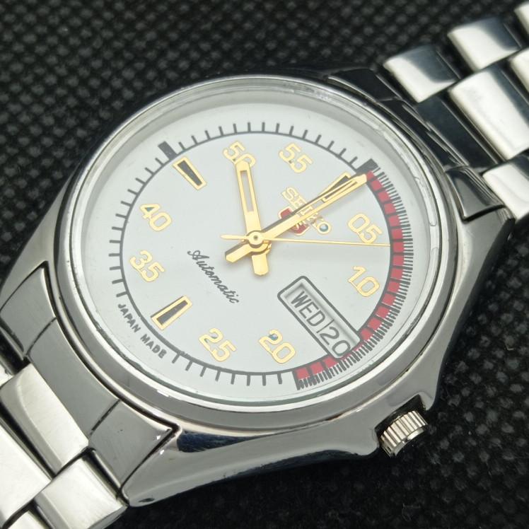 POUŽITÉ VINTAGE SEIKO 5 AUTOMATIC 7S26A JAPONSKO PÁNSKÉ BÍLÉ HODINKY 621b-a413551-2 SKU621b-a413551