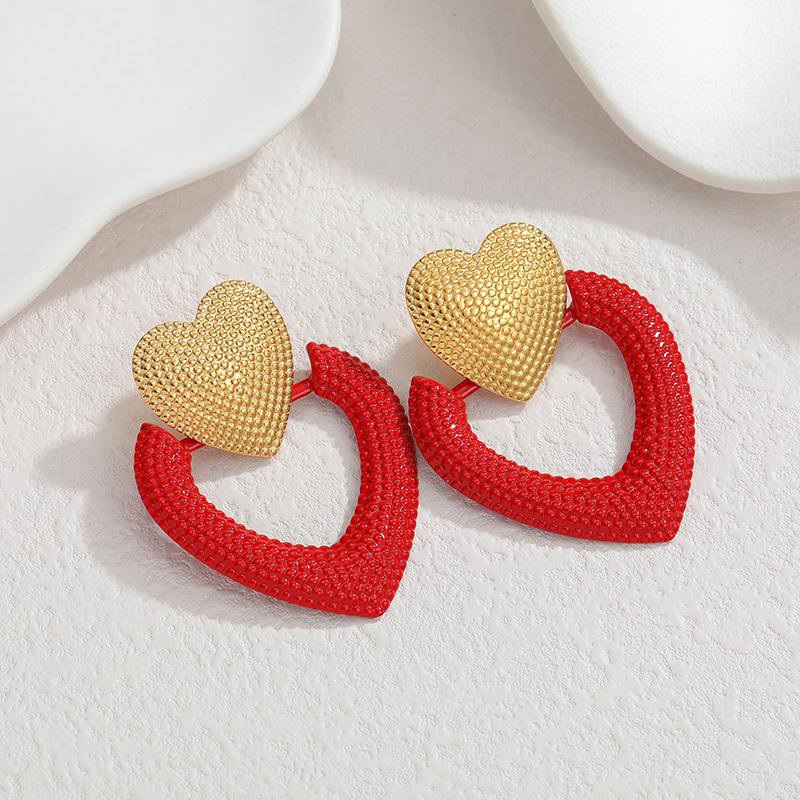 New Year Chic Stainless Steel Hollow Heart Earrings - Fashionable & Versatile Jewelry