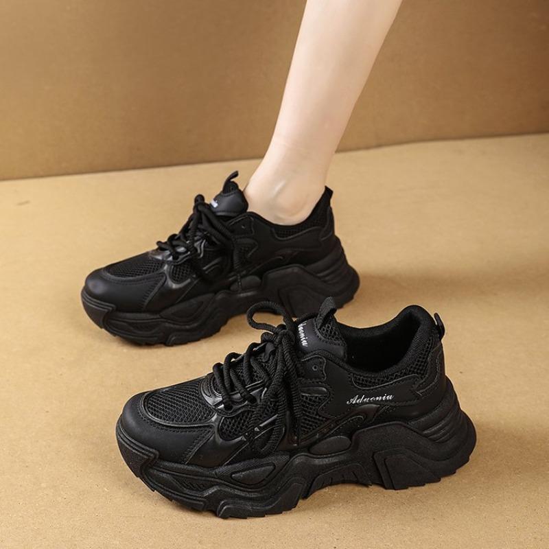 College style thick-soled lace-up dad shoes women's autumn new mesh running shoes student versatile sports shoes