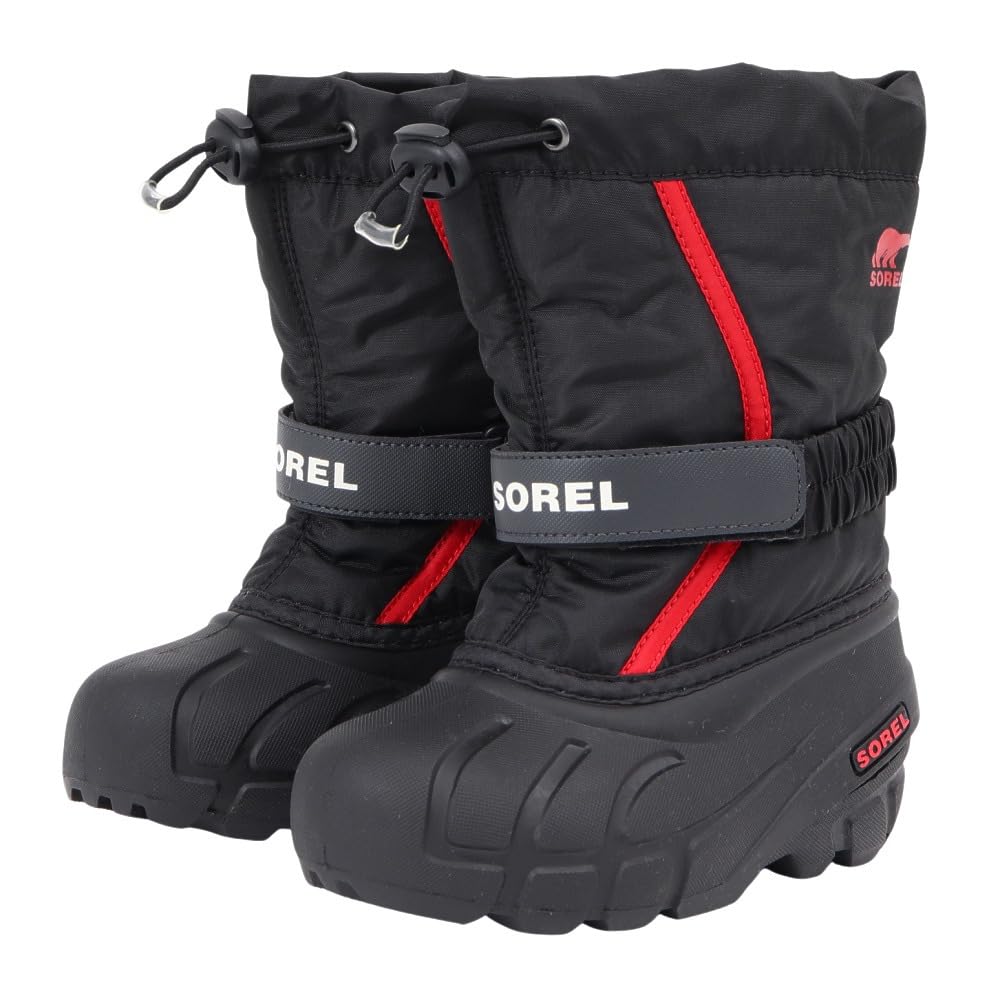 SOREL Children's Flurry Boots, NC5192 015 (Black and Red, Size 14, Junior)