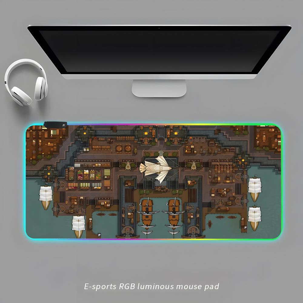 

Коврик для мыши Rimworld RGB Игровой коврик для мыши Настольный коврик HD Геймерский Большой светодиодная подсветка XXL Коврики для мыши RGB600x300x3mm