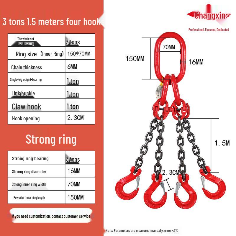 G80 Grade Heavy-Duty Steel Lifting Chain Sling with Double and Quad Hooks for Crane Use