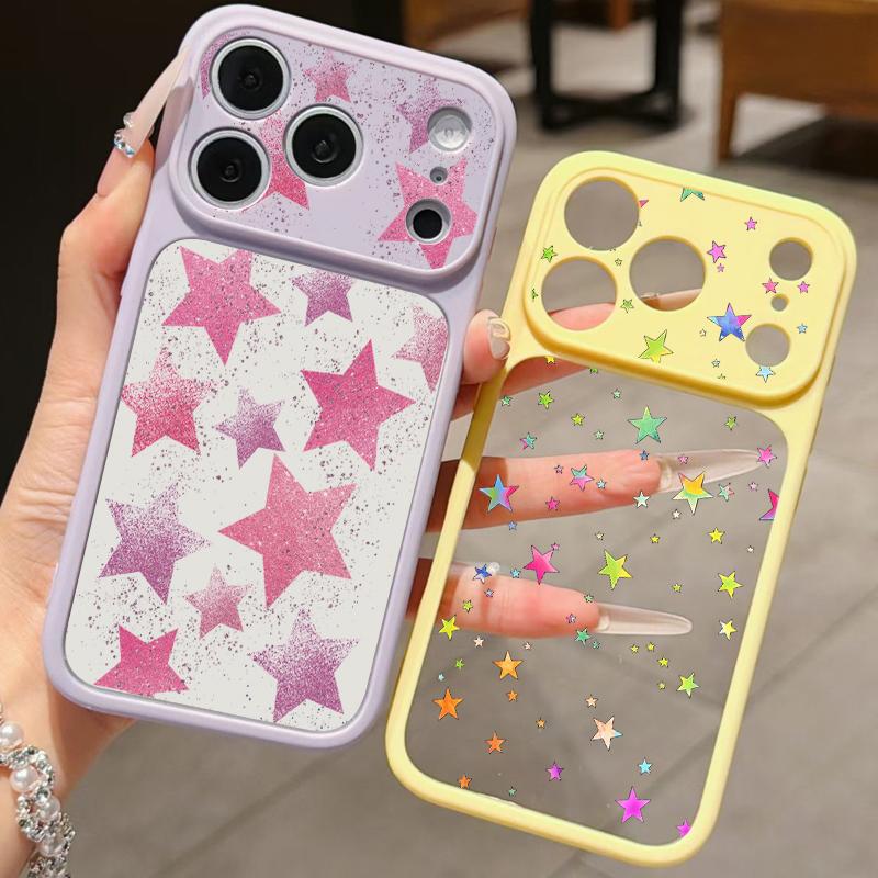 Colorful Stars Print Phone Case For iPhone 17 Pro Max For iPhone 16 15 14 13 Pro Max Luxury Hybrid TPU+PC Clear Back Hard Cover