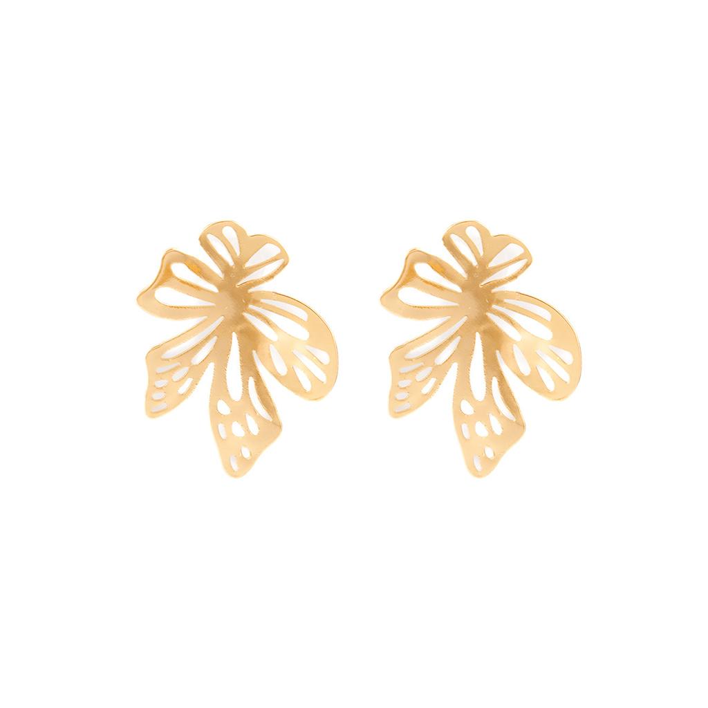 Metal Style Retro Stud Earrings, Advanced Temperament Irregular Hollow Butterfly Earrings, Trendy Exaggerated Personalized Earrings