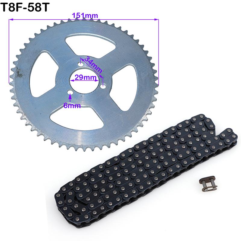 47cc 49cc T8F Chain 136 Links and 38 44 54 58 64 74 Tooth Sprocket for Mini Motorcycle Atv 4 Stroke 2 Stroke Engine Parts