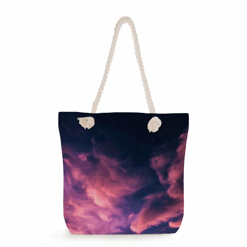 Starry Sky Print Thick Rope Single-shoulder Beach Bag 7229 CLE