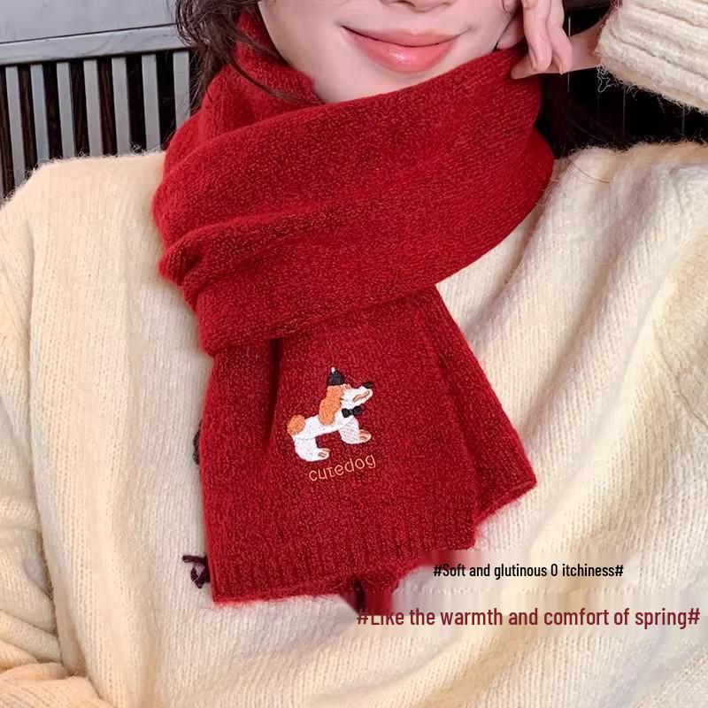 Puppy Knit Scarf: Stylish & Warm Woolen Neck Warmer for Female Students (Autumn/Winter 2025)
