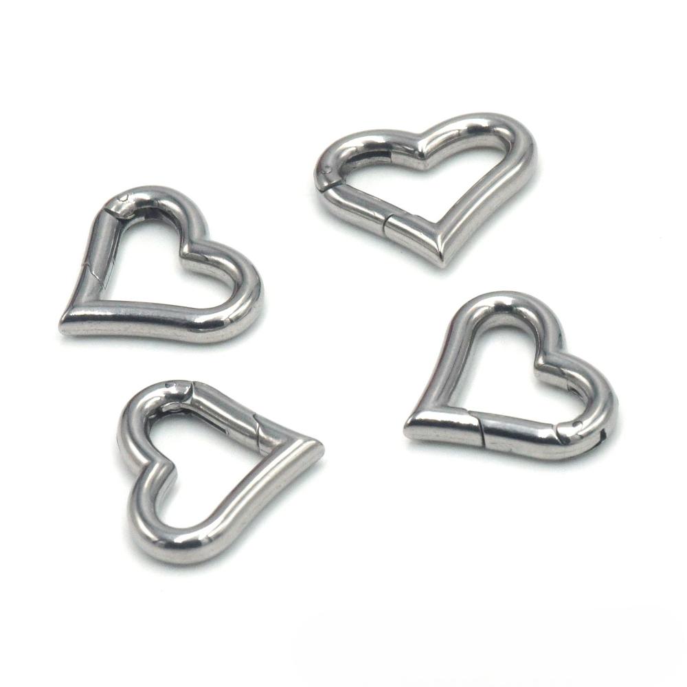 Stainless Steel Heart-shaped Function Spring Buckle Luggage Clasp Keychain Pendant Snap Button DIY Jewelry Accessory Wholesale