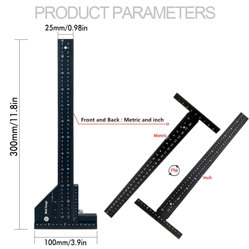 Multi Marking Measuring Gauge Carpenter Mark T-Ruler Aluminum Alloy Removable Limit Gauge Woodworking Scriber DIY Carpentry Tool