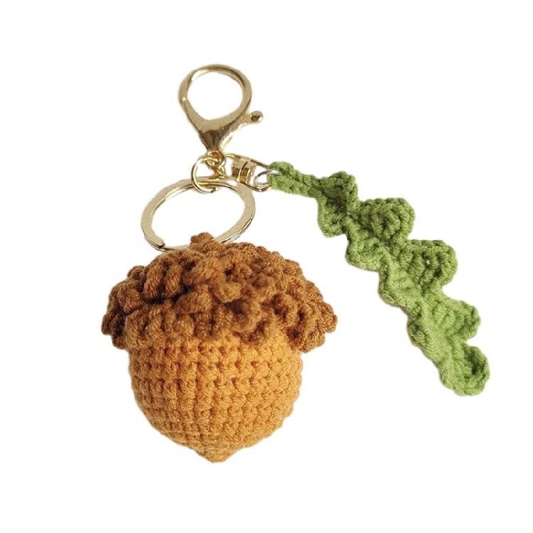 

Versatile Crochet Acorn Pendant Charm Unique Crocheted Acorn Keychain Craftsmanship Acorn Hangings Pendant Accessory 1