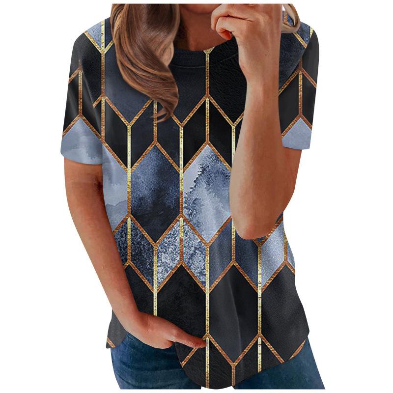 Blumenmuster 3D-Druck T-Shirts Damen Sommer Rundhals Kurzarm T-Shirt Y2k Harajuku Tees Streetwear Oberteil Damenbekleidung