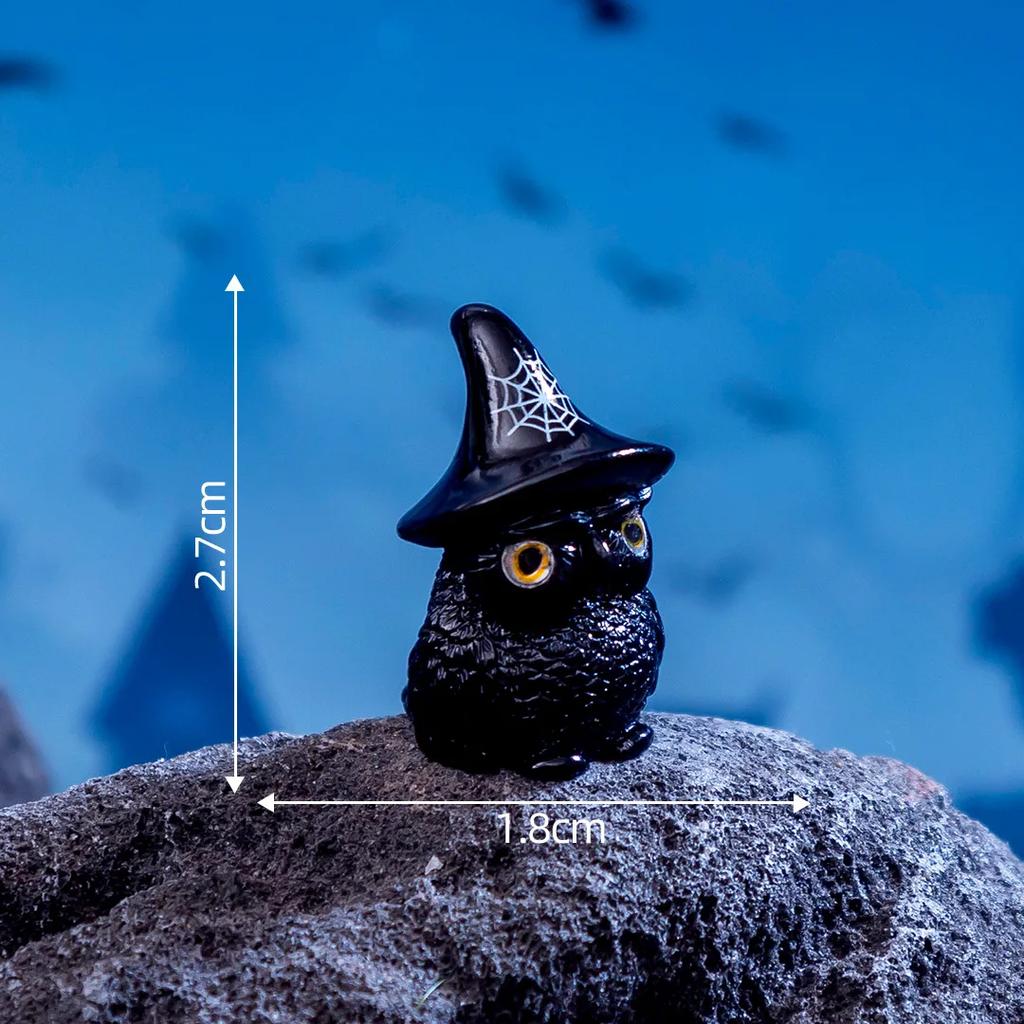 12PC Halloween Ornament Cartoon Witch Ghost Pumpkin Figurine Micro Landscape Dollhouse Model Car Interior Desktop Decoration