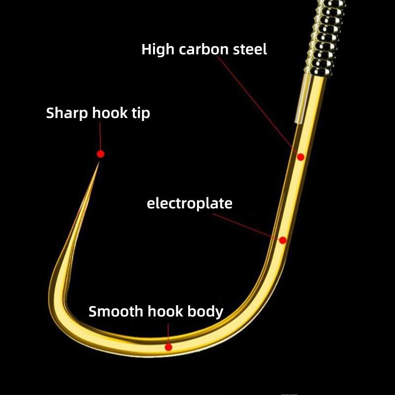 Sub-line Double Hook Finished Wild Fishing Short Hook Tied with Golden Sleeve Stingless Crucian Carp Hook