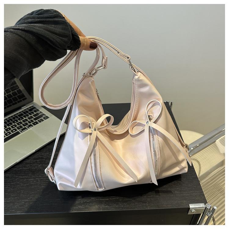 Korean Style Bowknot Faux Leather Tote Bag Versatile Women's Shoulder Handbag CLE