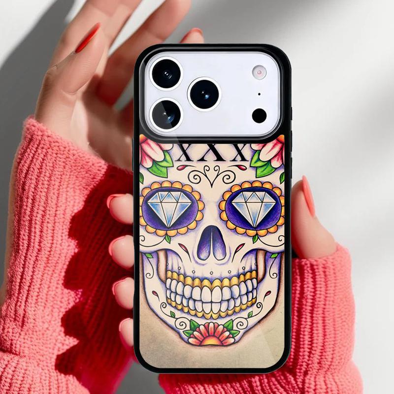 Mexican Skull Flower Phone Case for iPhone 17 Air 16e 15 14 13 Pro Max Back Cover for 12 11 Pro Coque