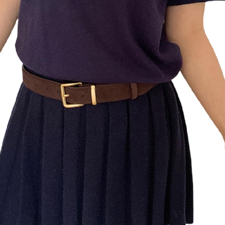 

Casual Waist Chain Vintage Buckle Leather Belt for Women Proms Stage and Club Party Casual Wear Elaborate Jewelry глибокий кавового кольору