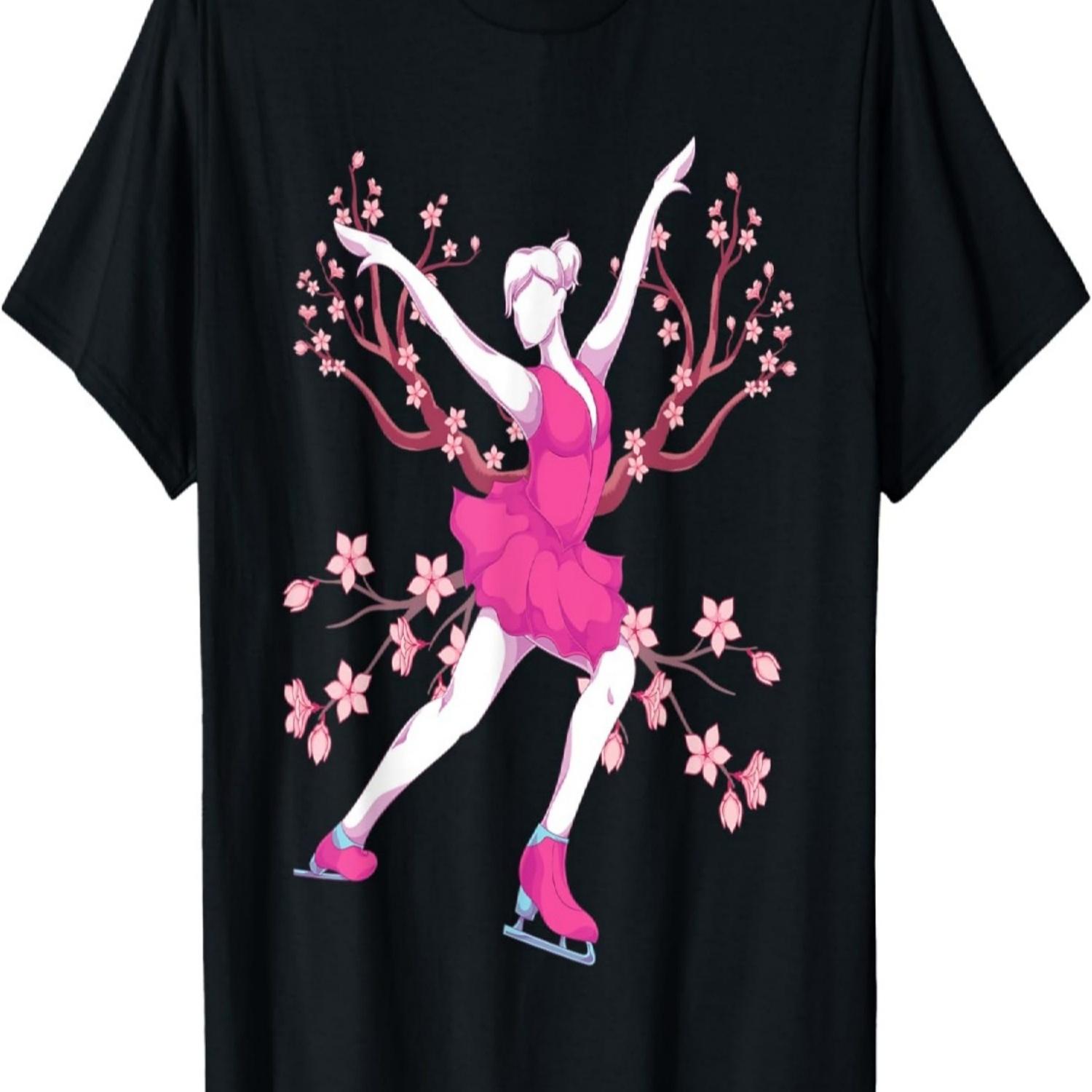 Sakura Ice Skater Figure Skater Cherry Blossom Ice Skating T-Shirt S