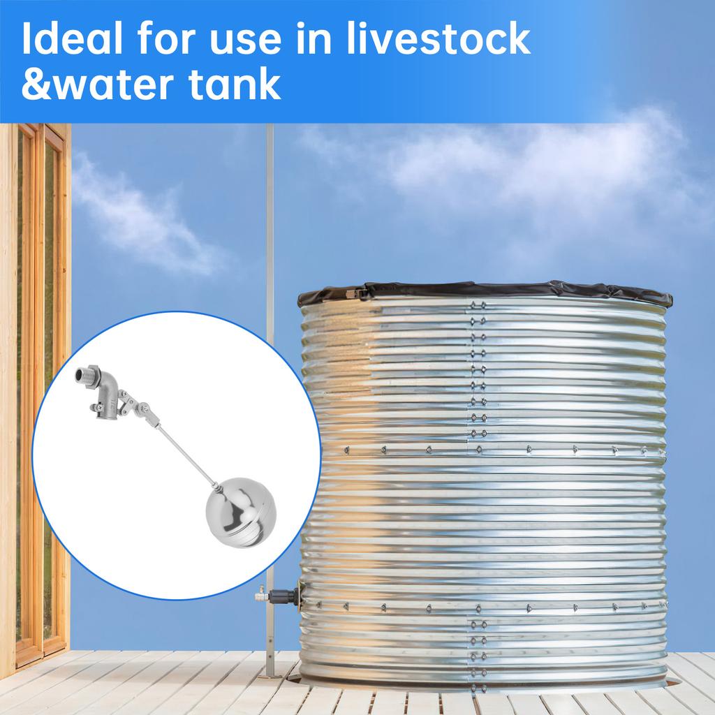 304 Nerezový Nastavitelný Plovákový Ventil Těžký Provoz 3/4 na 1/2 Palcový Adaptér Automatická Kontrola Vody Domácnost Nádrže na Vodu pro Hospodářská Zvířata