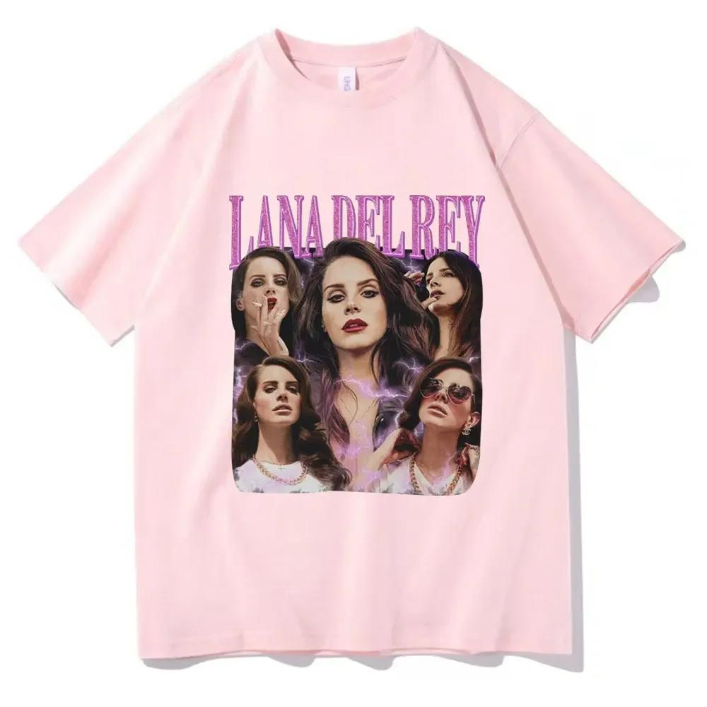Retro Dam T-shirt i Bomull Lana Del Rey Sångare Grafiskt Tryck T-shirt Hip-Hop Mode Skjorta Kortärmad T-shirt Sommar Nyhet
