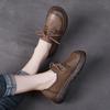 Handgefertigte Lederschuhe mit weicher Sohle, lässige kleine Lederschuhe für Damen, Herbst-Neuheit, bequeme Schnürschuhe aus Rindsleder, Retro-Damenschuhe, dicke Sohle