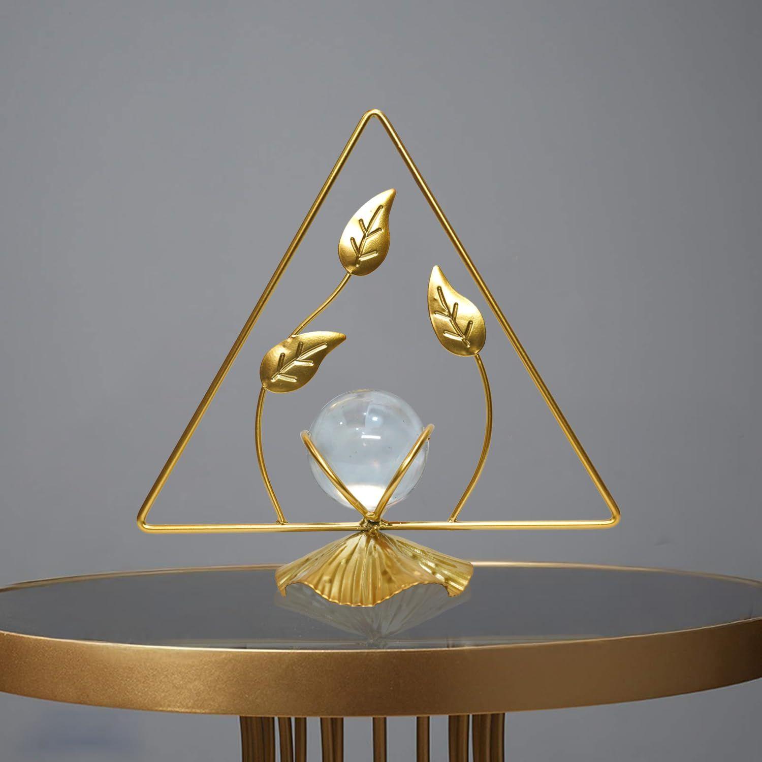 

Clear Crystal Ball with Stand, Light Luxury Crystal Sphere for Gift, Gold Art Deco for Photography Ornaments, Bookcase, Wedding, Party