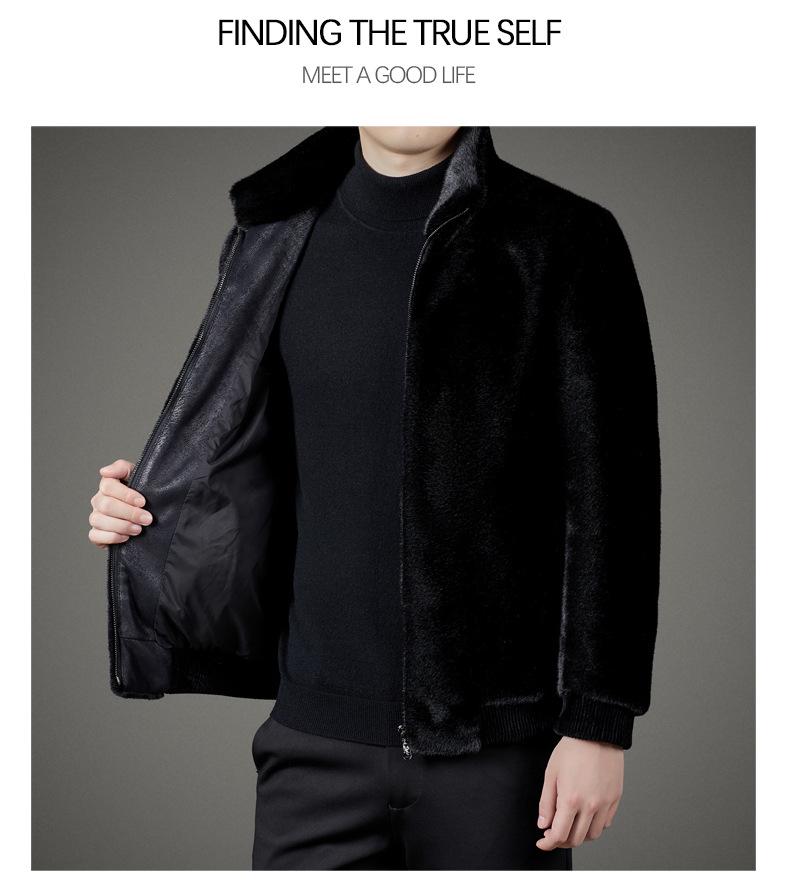 2025 Men's Winter Mink Fur Jacket: Stand Collar, Stylish & Casual Coat for Young and Middle-Aged Men