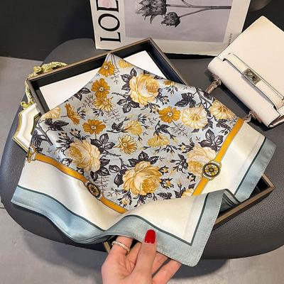 100% Natural Silk Scarf Women Foulard High Quality Square Female Headkerchief Neckerchief Shawl Wraps Hijab Bandana Scarves 65Cm