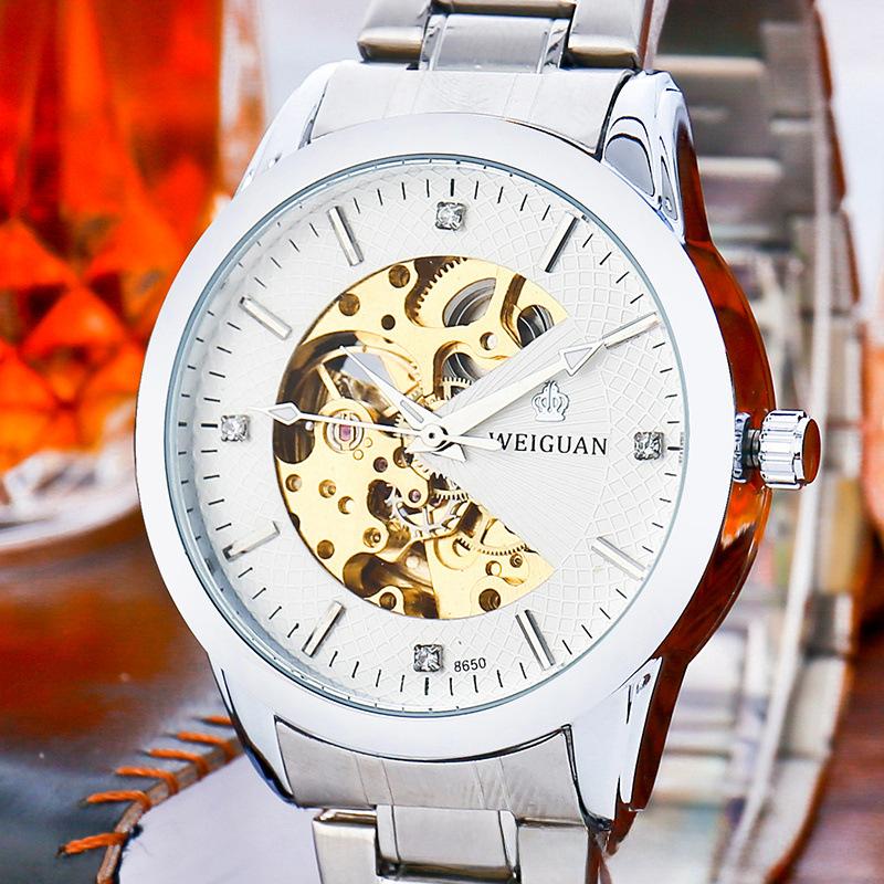 

Полностью автоматические механические часы мужские полые водонепроницаемые светящиеся модные деловые часы с ремешком нового стиля