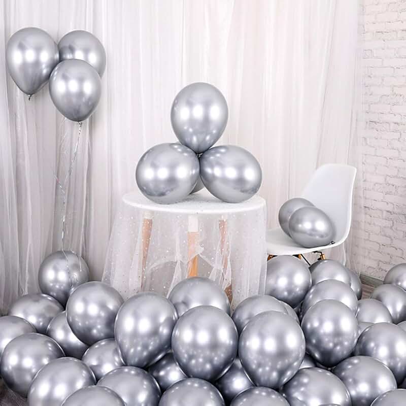 Metallic silver chrome balloons party anniversary decoration 100 pieces