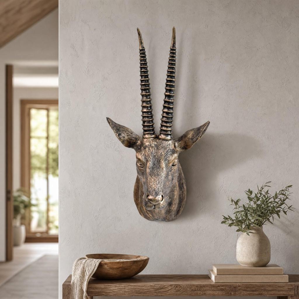 Wall-Mounted Antelope Head Sculpture Eye-Catching for Office, Study