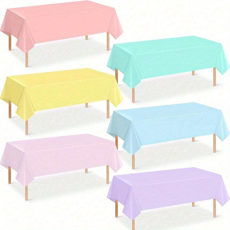 Plastic Pastel Tablecloth, Multicolor Disposable Rectangle Tablecloths for Wedding, Birthday Party, Spring Easter, Summer Party Decoration