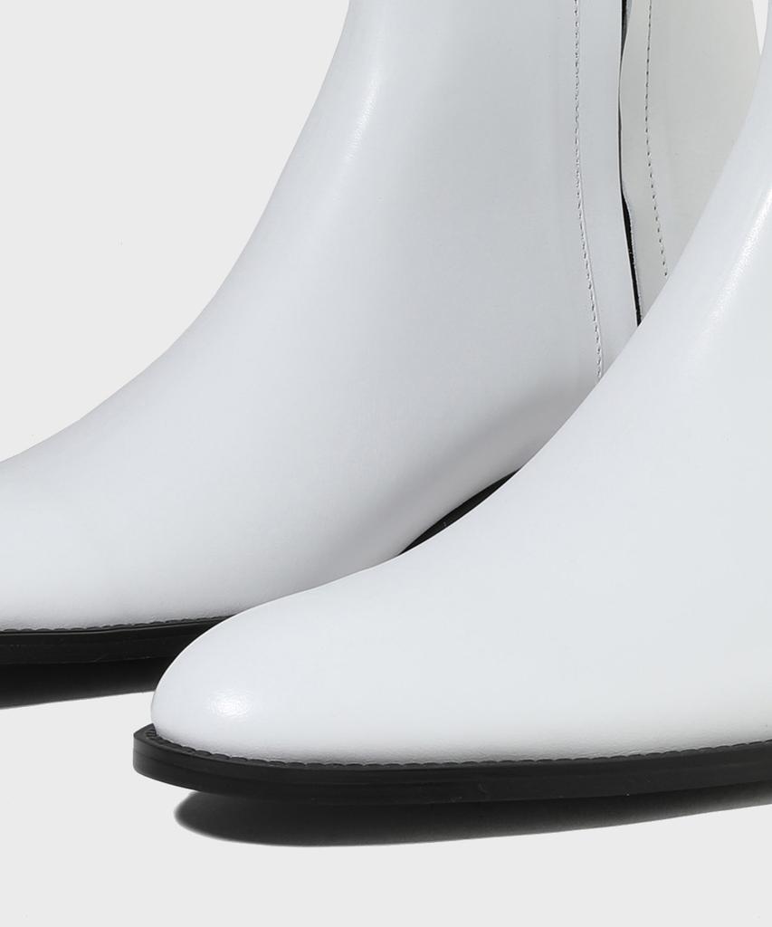 Firenze Atelier Hidden Zipper Detail Slim Toe Ankle Boots 3343 [Cream White]