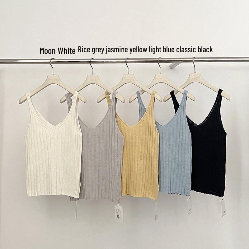 MMC DITION Women s White Knit Camisole Vest - Lightweight Linen Sleeveless Spring/Summer Top One Size