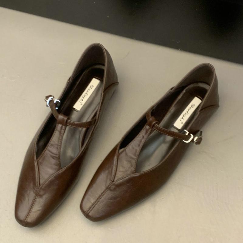 

Модные Элегантные Балетки с Острым Носком Женская Обувь Модная Сексуальная Обувь с Пряжкой Кожаная Обувь Весна Новый Тренд 2025 Дизайнерская Платье Вечеринка Chaussures Femme 40 коричневый