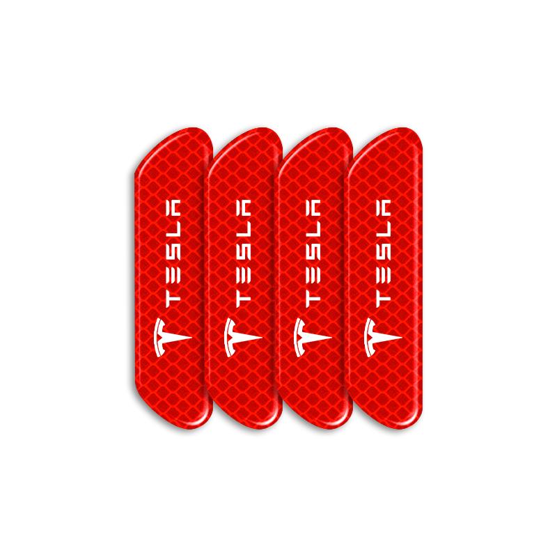 4PCS Car Door Safety Warning Reflective Mark Sticker Emblem For Tesla Model 3 Model X S 2016-2020 Decals TM3 TMX TMS Decal