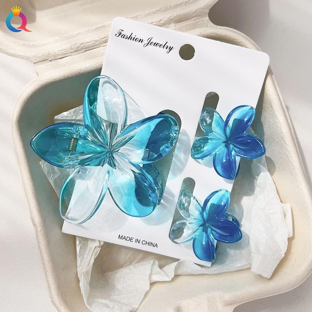 2 Pcs Hawaiian Flower Claw Clips for Women,Marble Vein Flower Hair Claw Clips for Thin Hair,Cute Beach Hair Accessories