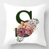 Grüner Buchstaben Floral Kissen Druck Kissenbezug Zuhause Schlafzimmer Zimmer Dekoration Wohnzimmer Sofa Kissenbezug 45x45cm