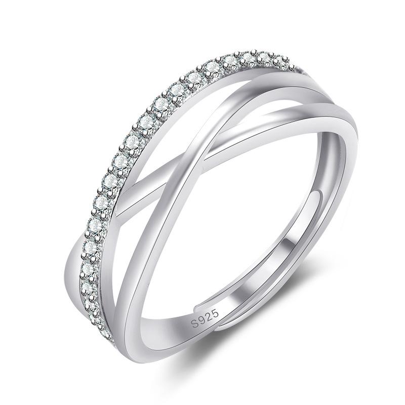 

New 925 Silver Ring 5A Zircon Interwoven for Women Wedding Luxury Jewelry Engagement Charm Party Fashion Ring resizable