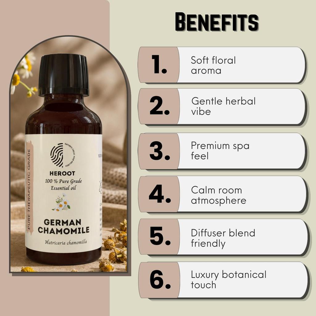 Heroot German Chamomile Essential Oil | Pure Chamomile Oil | Aromatic Use