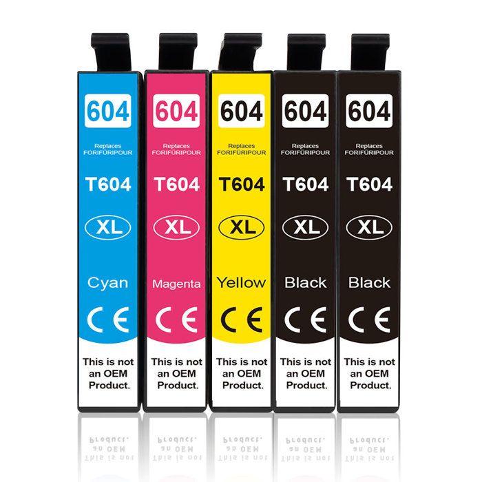 Cartouche d'encre 604XL - CHOUMICHA - Compatible Epson - Noir - 5 pièces - Avec puce