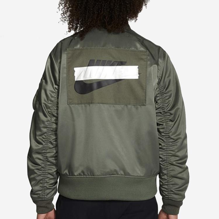 Nike Giubbotto bomber casual sportivo caldo con maniche lunghe in cotone da uomo, verde CZ1671-380