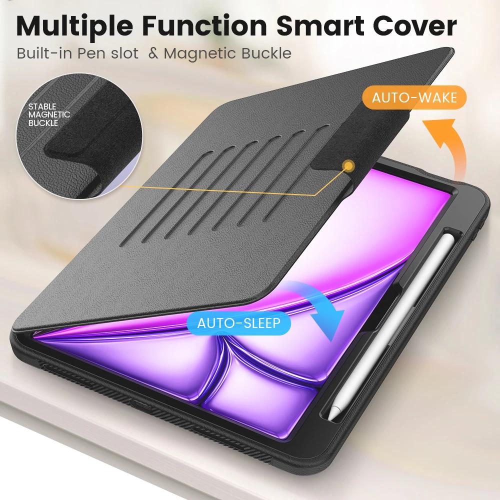 Case for IPad Air 11 13 2024 Rugged Full Body Protection PU and Plastic Hybrid Combo Cover for IPad Pro 11 13 Inch