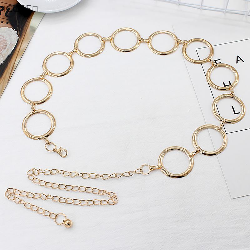 Luxury Women Metal Chain Belt Designer Brand Large Metal Ring Waist Strap Dress Coat Skirt Lady Decorative Waistband